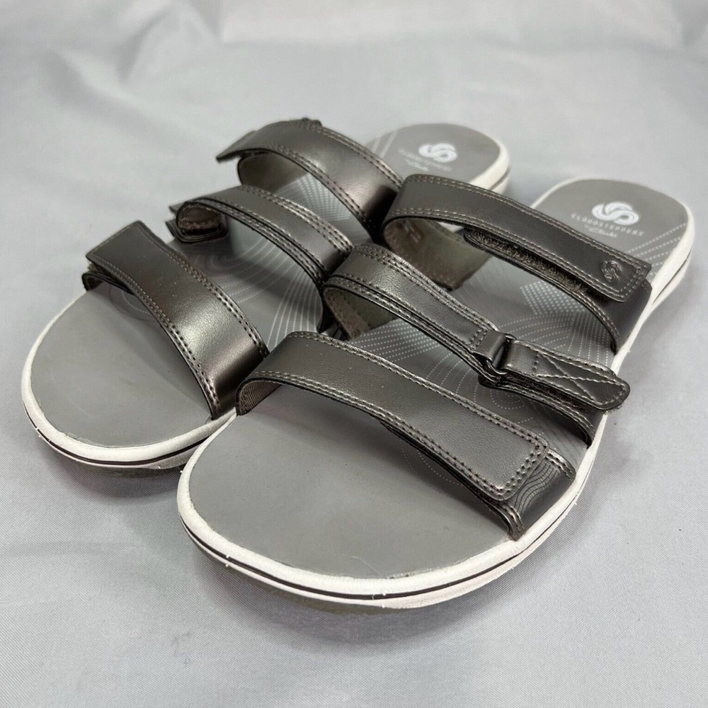 Clarks Brinkley Coast Womens Slide Sandal Silver US Size 10